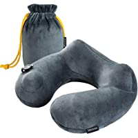 Metene Almohada de viaje de terciopelo suave inflable para el cuello- almohada de apoyo para aviones- funda lavable con…